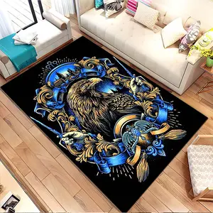 Eagle with ornate scrollwork. Printed pattern home carpet, suitable for living room, bedroom, kitchen mat, home decoration, carpet, and suitable as a holiday gift for family and friends