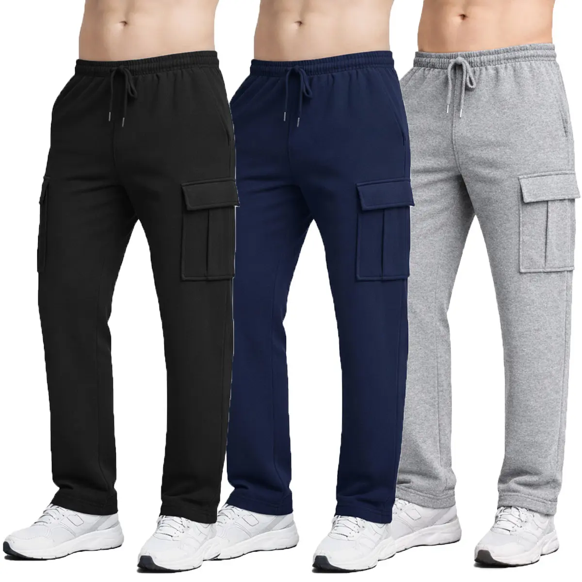 (Open Bottom) Black-Navy-Heather Grey