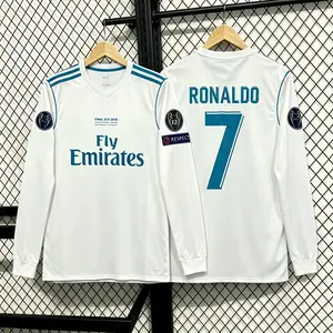 17–18 Home White No. 10 Ronaldo Long-Sleeve Soccer Jersey