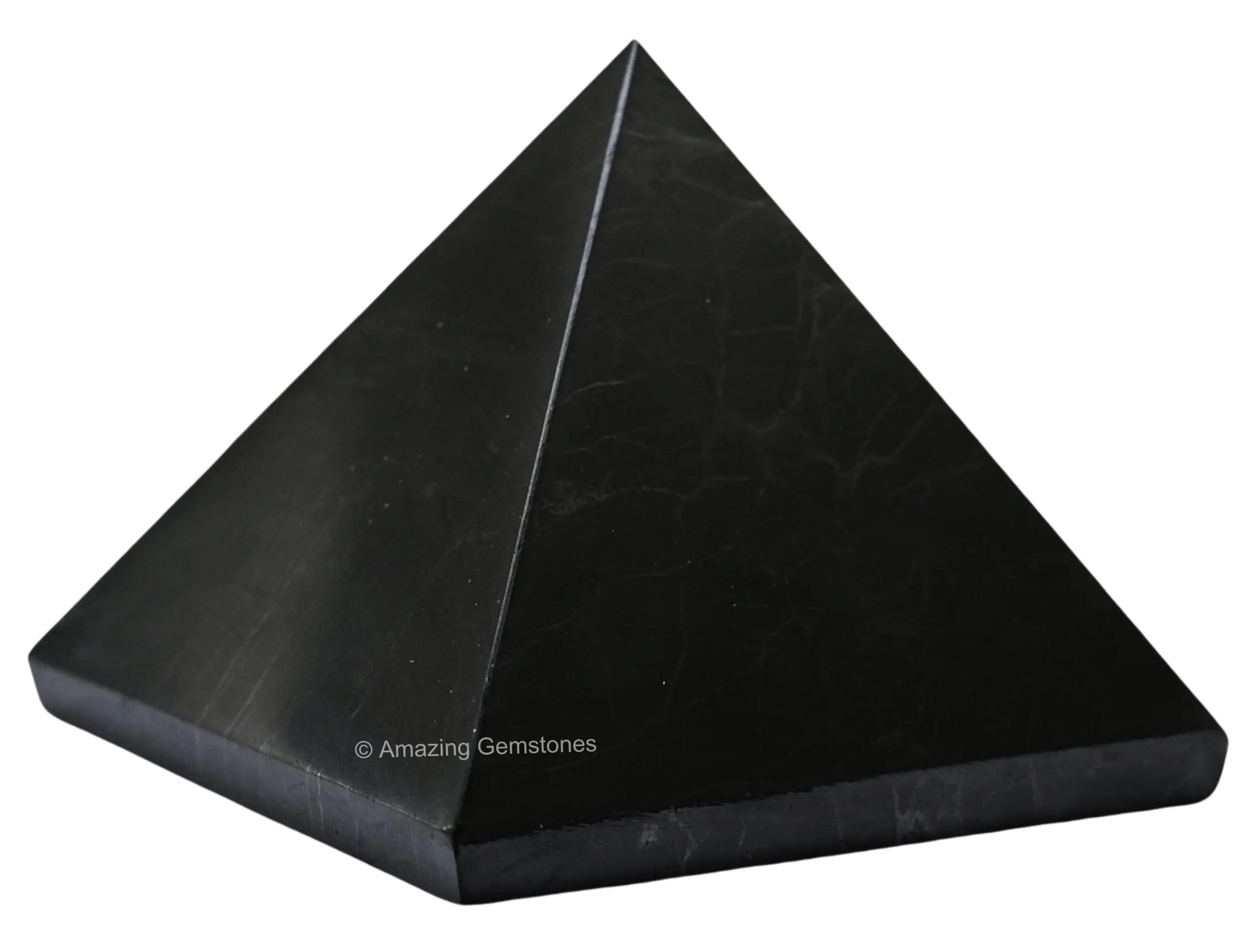 Shungite Geometric Crystal Pyramid Figurine - Home Decor, Meditation, Reiki Healing Chakra Balancing Stone