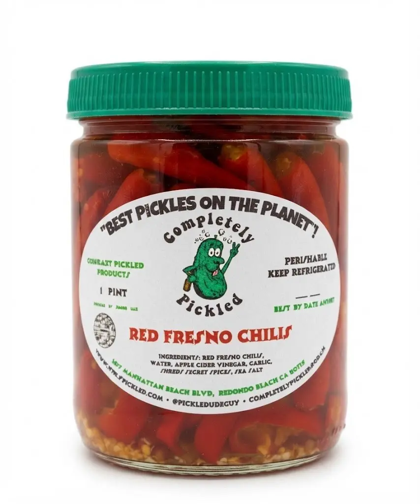 COMPLETELY PICKLED Red Fresno Chiles – Red Fresno Chiles with Garlic, Apple Cider Vinegar, Sea Salt & Secret Spices