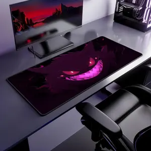 Gengar Purple Pokemon Mouse Pad - Ghost Pokemon Gaming Setup, 12 x 18 in, 12 x 22 in, 16 x 32 in, Black Color, Compatible with Laptops