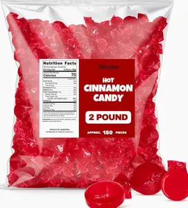 Cinnamon Hard Candy Discs 2 lbs Bulk Pack Christmas Candies - Approx. 150 Individually Wrapped Spicy Cinnamon Flavored Hard Candies for Parties, Offices & Treats