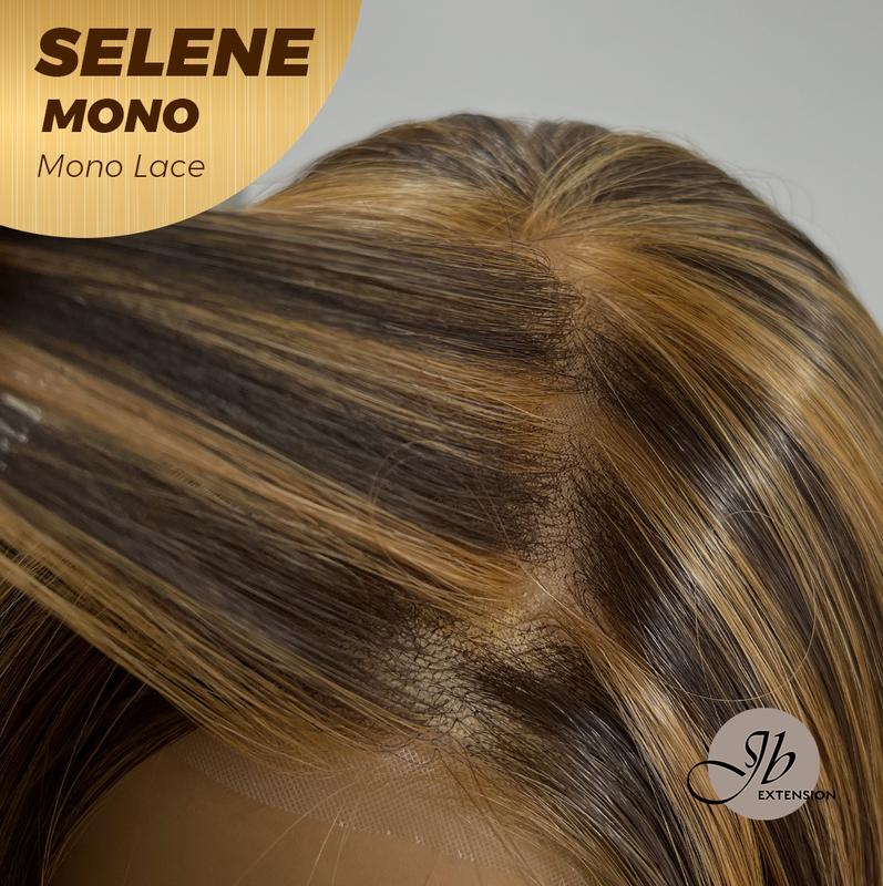 JBEXTENSION SELENE MONO Monofilament Handmade Wig 6X5 Full Monofilament Hand Tied Top Wig 25 Inches Caramel Mono Lace Wig With Anti-slip Silicone Strips Glueless Wig SELENE MONO【BENDY EAR TABS】