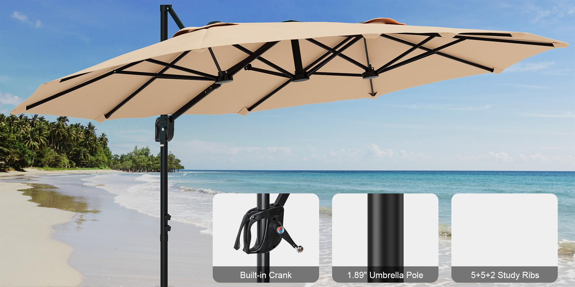 【Adjustable Tilt & Double-Sided】ONBRILL 13/10FT Cantilever Patio Umbrella with Base Included, Heavy Duty Large Outdoor Umbrella Offset for Pool, Patio, Backyard,Outdoor Furniture,Garden Furniture,Summer,Mother's Day Gift