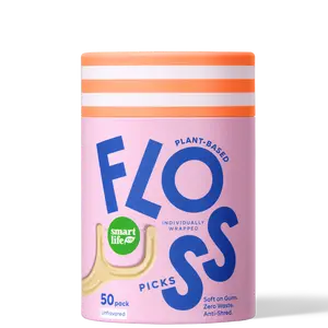 Individually Wrapped Floss Picks – Great For Travel, Eco-Friendly & Sustainable Dental Flossers, Biodegradable, Anti-Shred Soft on Gums, Unflavor 50pk