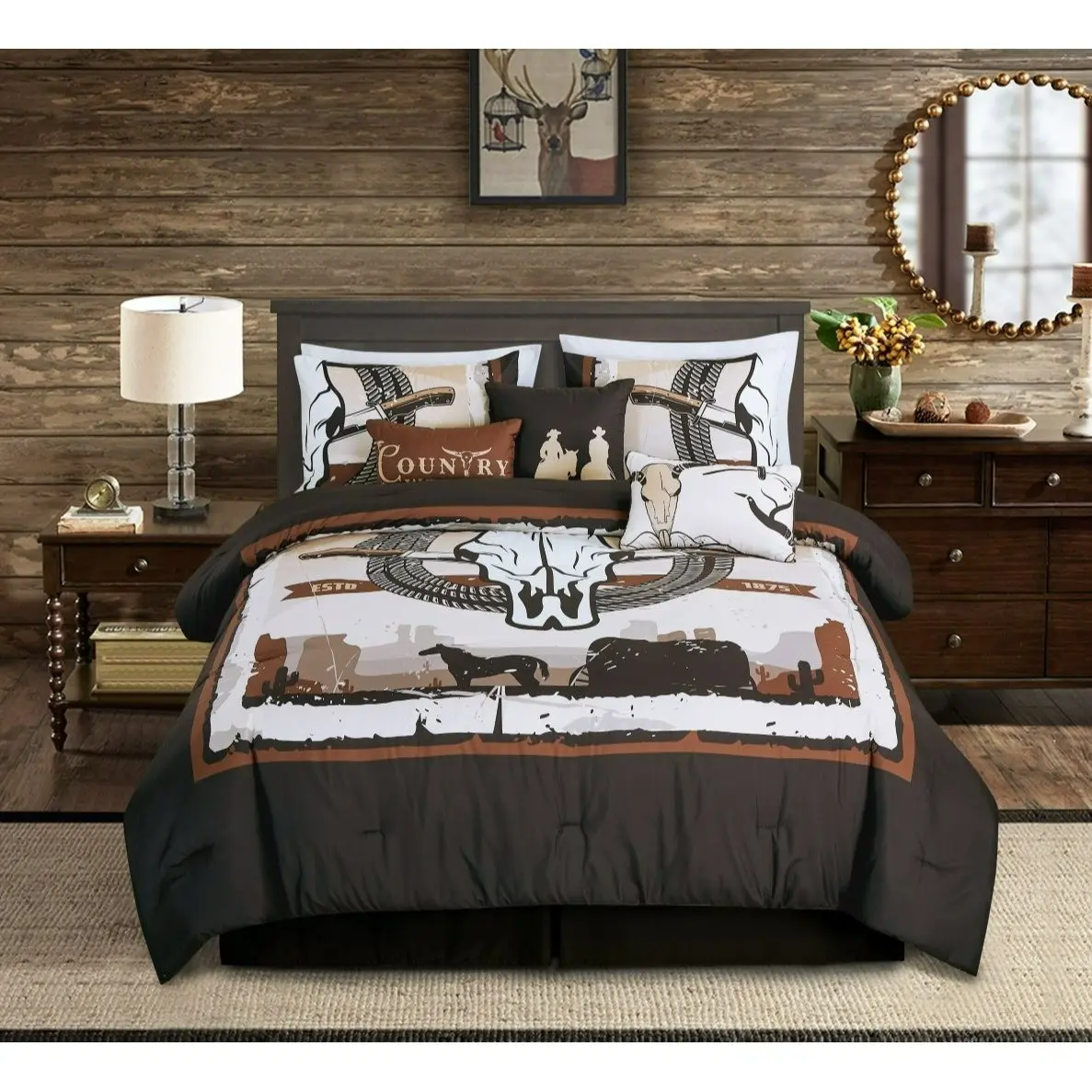 Weston 7-Piece Southwestern Country Skull Multicolor Printed Comforter Set, Oversize King/Cal King/King/Queen/Full Size