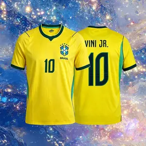2026 Brazil National Home And Away Yellow And Blue Neymar Vini Raphinha Short Sleeve Soccer Jersey Fans Version