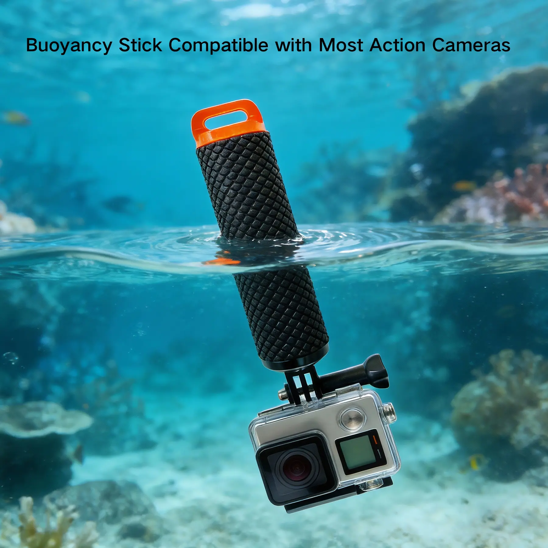 Universal Floating Hand Grip for Sports Action Cameras, Anti-Sinking Handle with Anti-Slip EVA Grip, Silicone Storage Compartment, and Adjustable Wrist Strap, Sports Action Camera, All Cameras