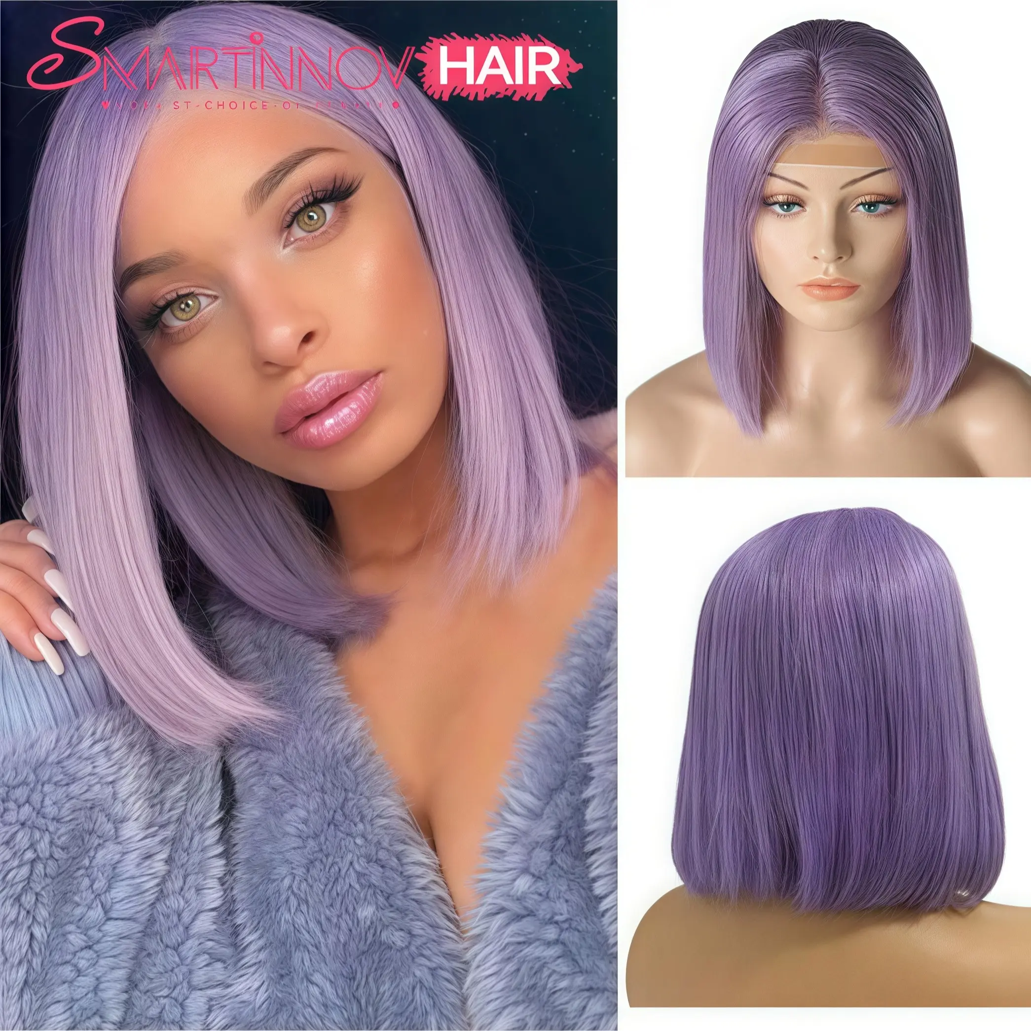 Lilac Bob Traceless Wearable Wig | 150% Density Human Hair | 13x4 HD Lace | Holiday Essential Hairstyle