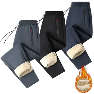Winter Thick Warm Straight-leg Sweatpants - Cozy Polyester Material for Cold Months, Relaxed Fit for Lounging & Casual Outings