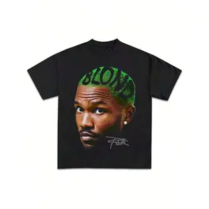 Frank Ocean Blonds Album Cover Graphic T-Shirt, Retro Rap Concert Merch Printed Tee, Y2K Oversized Plus Size Round Neck Short Sleeve Top, Medium Stretch Lightweight Breathable Fabric, Daily Outfit for Men Women Hip Hop Fans