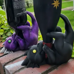 3D-printed baby dragon wine bottle holder available in two color choices