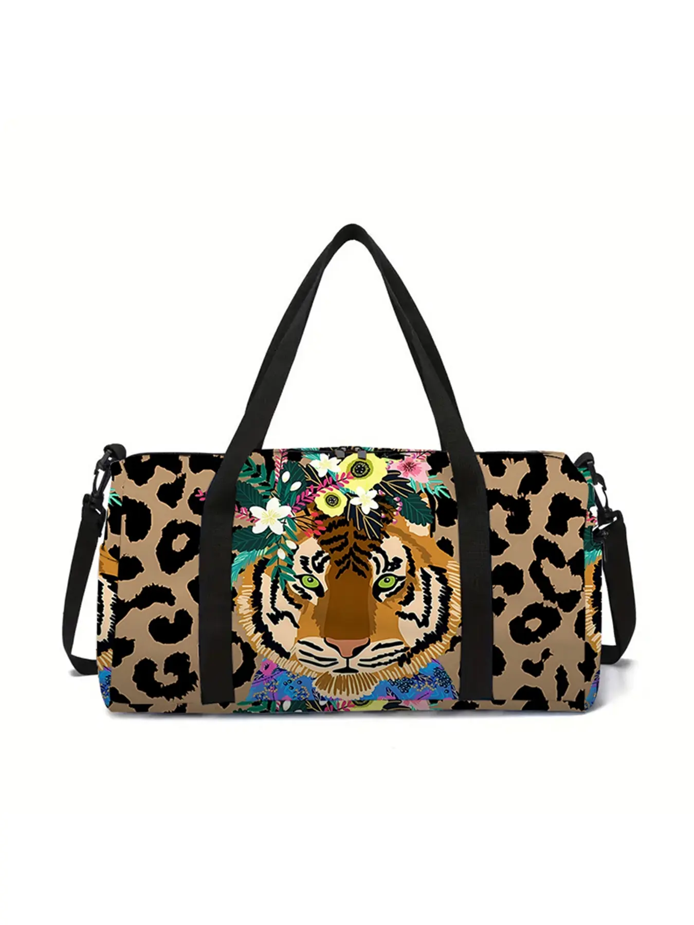 Tiger pattern printed large capacity travel duffel bag, portable storage bag, Fashionable Duffel Bag, Travel Luggage, Duffle Travel Bag