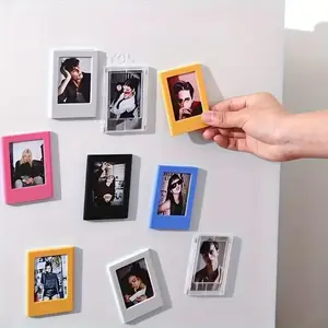 5pcs Magnetic Photo Frames, Vintage Photo Frame, 3-Inch Refrigerator Magnets for Home Photos, Home Decor Accessory, Picture Card Display Christmas Gift, Wall Decoration, Retro Design