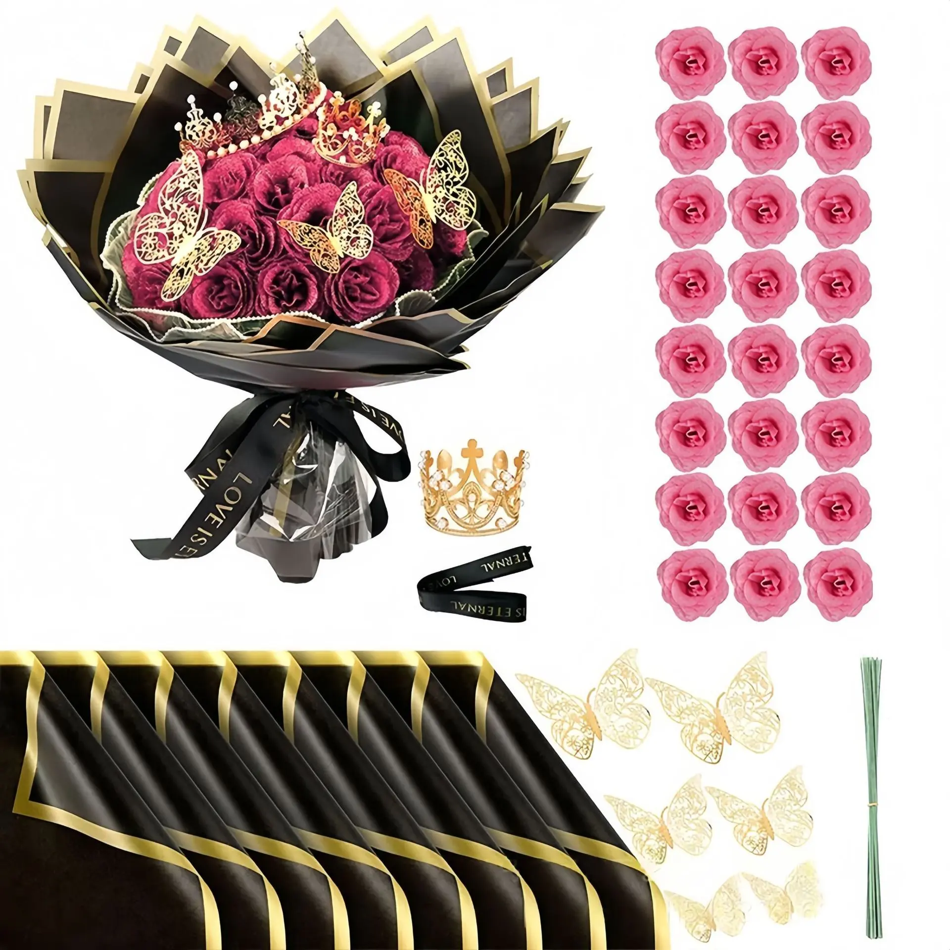 Pink flower crown with 24 flowers