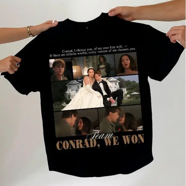 (2 Options: Front or Back) The Summer I Turned Pretty, Team Conrad and Belly shirt, Conrad Fisher, Happy Ending, Team Conrad We Won Shirt, Movie Merch