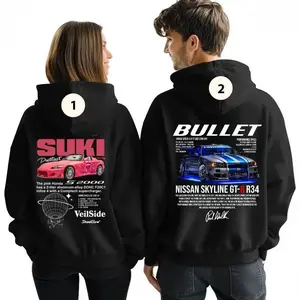 Matching Couple Suki and Bullet Car Matching Couple Hoodie Outfits Love Graphic Tee Cotton Fabric Unisex Streetwear Trendy Top Gift For Couples