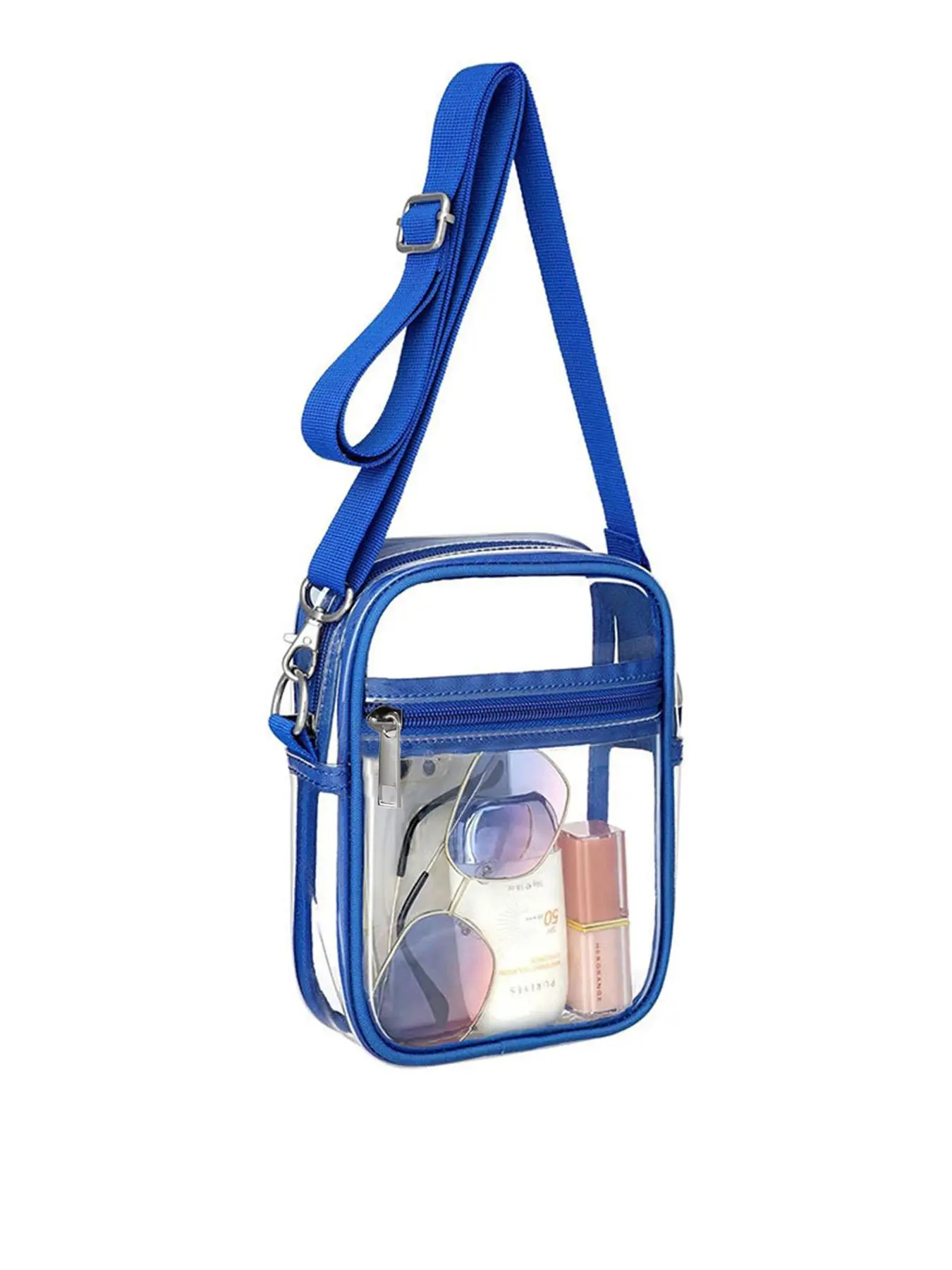 Fashionable Transparent Contrast Binding Design Crossbody Bag, Casual Versatile Zipper Shoulder Bag for Women, Simple Fashionable Crossbody Bag for Da