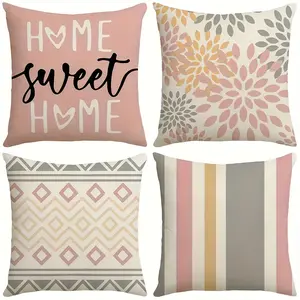 Set of 4 Modern Geometric Bohemian Cushion Covers, Made of Soft Peach Skin Velvet, Machine Washable, with Zipper Closure, Suitable for Sofa, Home, Office, And Living Room Decor