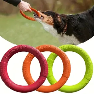 2-Piece Random Color Dog Interactive Chew Toy Ring, Float Retrieve Tool for Small & Medium Dogs, Perfect Outdoor Training & Fetch Toy, Fun Play Time Accessory