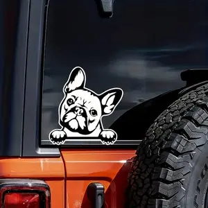 Cute French Bulldog Pattern Car Sticker, Multipurpose Car Decal, Universal Car Exterior Decoration Sticker for Cars, Laptop, Helmet, Tool Box, Motorcycle, Cute Car Accessories
