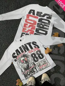 Men's Long Sleeve T-Shirt, Menswear, Slim Fit, Vintage Distressed Pattern, Casual Home Wear, Fashionable Street Style, Streetwear, Perfect Gift Choice