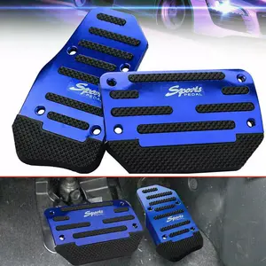 Universal Non-Slip Gas & Brake Pedal Covers - Blue Aluminum Alloy Car Accessories