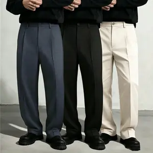 Men’s autumn/winter casual straight-leg pants, minimalist drapey long dress trousers, sets—comfortable and versatile