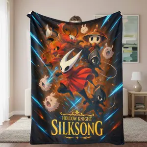 Hollow Knight Flannel Blanket， Silksong Game Print， Soft and Cozy， Lightweight and Warm， Perfect for Sofa， Bedroom， Travel， Gaming Room， and as a Thoughtful Gift for Video Game Enthusiasts.