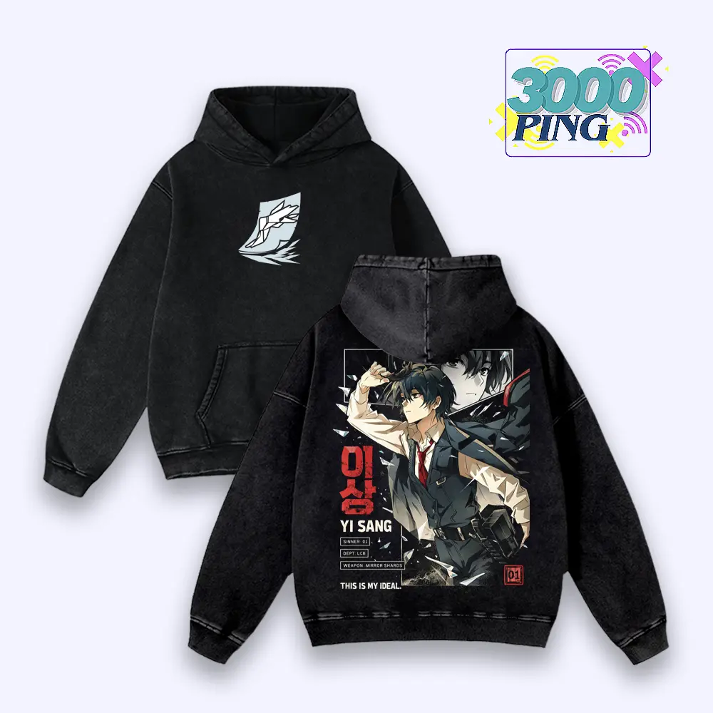Yi Sang Limbus Company Vintage Wash Hoodie, Sinner 01 Graphic T-Shirt, Retro Acid Wash Sweatshirt, Tank Top, Shattered Glass Character Art Merch, Korean Webtoon Style Fan Gift, Dark Academia Gamer Aesthetic, Unisex Cotton Apparel