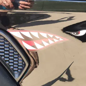 Shark Mouth Decal Sticker - Hot Rod WWII Bomb Style - 3"x9" Avery Vinyl