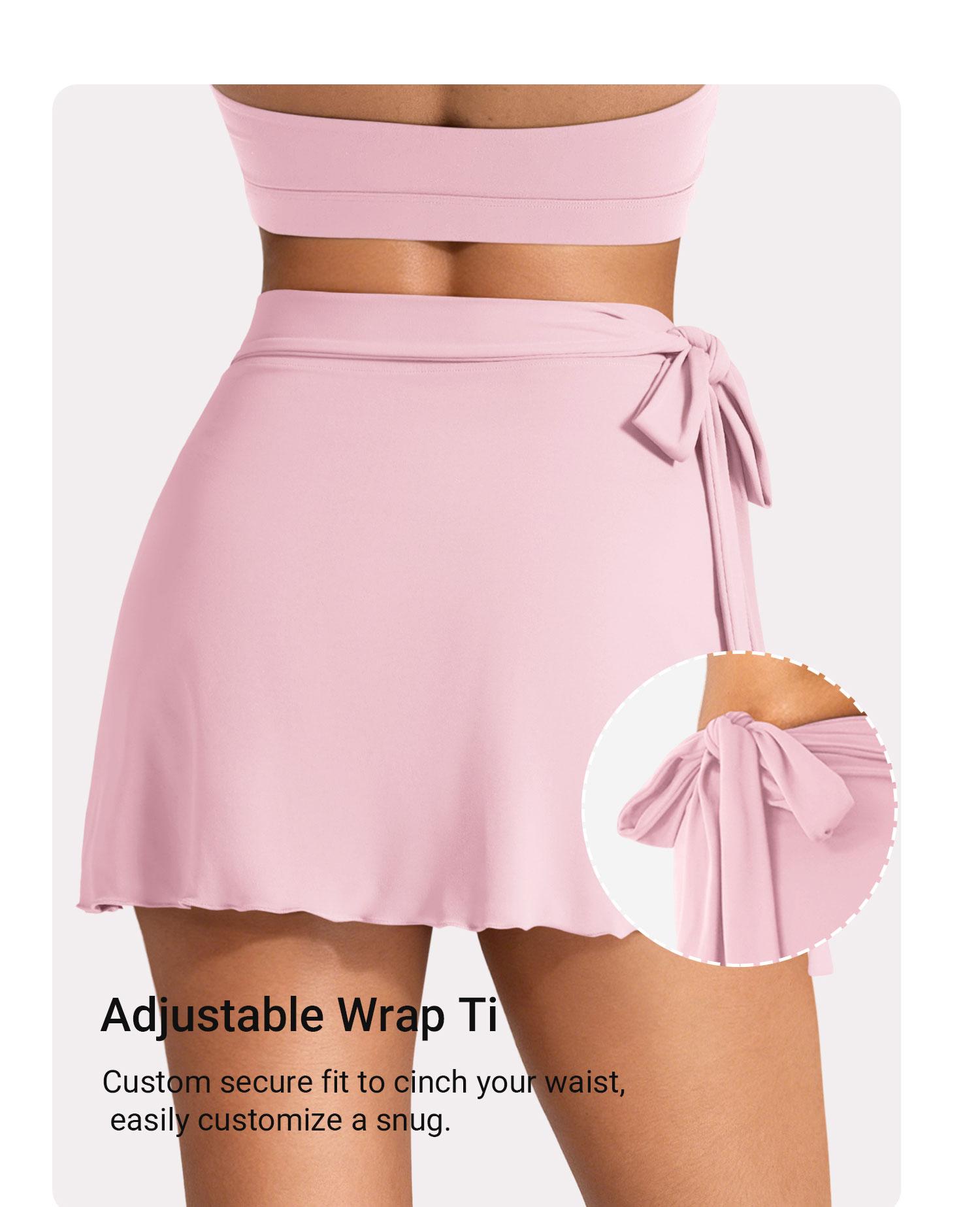 YEOREO Women's Stretchy Lightweight Athletic Sport Skort - Ballet Wrap Tie, Built-in Shorts, Sporty Chic Mini Gym Skirt for Tennis, Summer Workouts, Athletic Sport Skirt tiktokshopbacktoschool