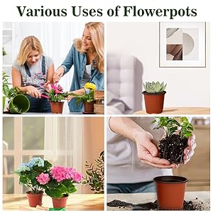 Nursery Pots 100 PCS 4 Inch Plant Pots with 100 Labels, Planting Pot for Plants Indoor Outdoor, Plastic Flower Pot for Seedlings Transplanting Small Plants Growing
