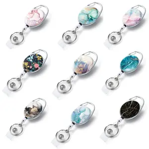 Oval Badge Holder, 1 Count Retractable Badge Reel with Keychain, Durable Badge Holder for Students, Teachers, Doctors, Nurses, Retractable Badge Holders