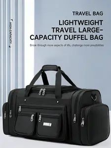 Large Capacity Foldable Lightweight Travel Bag Unisex Oxford Cloth Pull Wheel Backpack Multifunctional Luggage Hiking Moving Fishing Outdoor City Fitness Plain Color