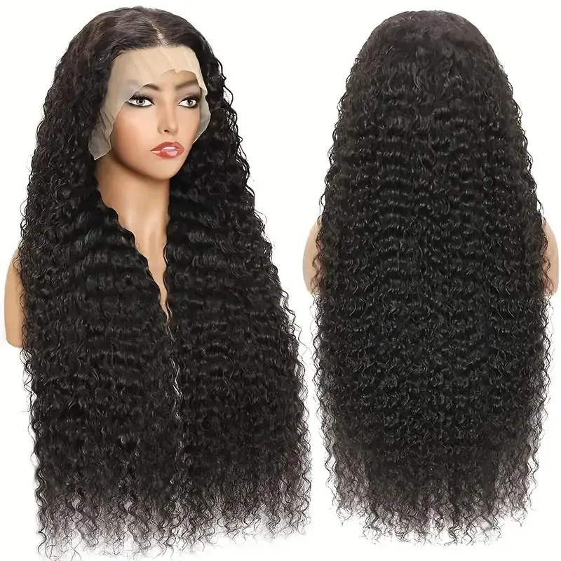 22 inch Deep wave Lace Front Wigs Human Hair 250% Density Wig 13x4 Lace Front Glueless Wigs Pre Plucked Pre Cut Virgin Wigs for Women Natural Black