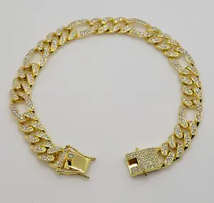Gold Studded Figaro Link Chain - Item #: 011