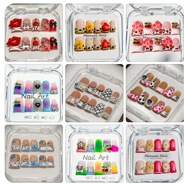 Buy 2 get Free nail glue | Vosplends 10pcs Handmade Acrylic Press-On Nails |   Y2K Heavy Duty Duck Bill Design Luxury Bling Rhinestones  Glossy Natural Finish |   Easy Apply, Comfortable & Durable |   Daily