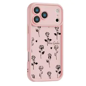 Romantic Rose Print Design Phone Case Intricate Authentic Stitching Details Featuring A Thickened Soft Tpu Back And Raised Camera Step Design Blending Cloud-Like Comfort With Reliable Lens Protection For iPhone 17 16 15 14 13 12 11 X XS