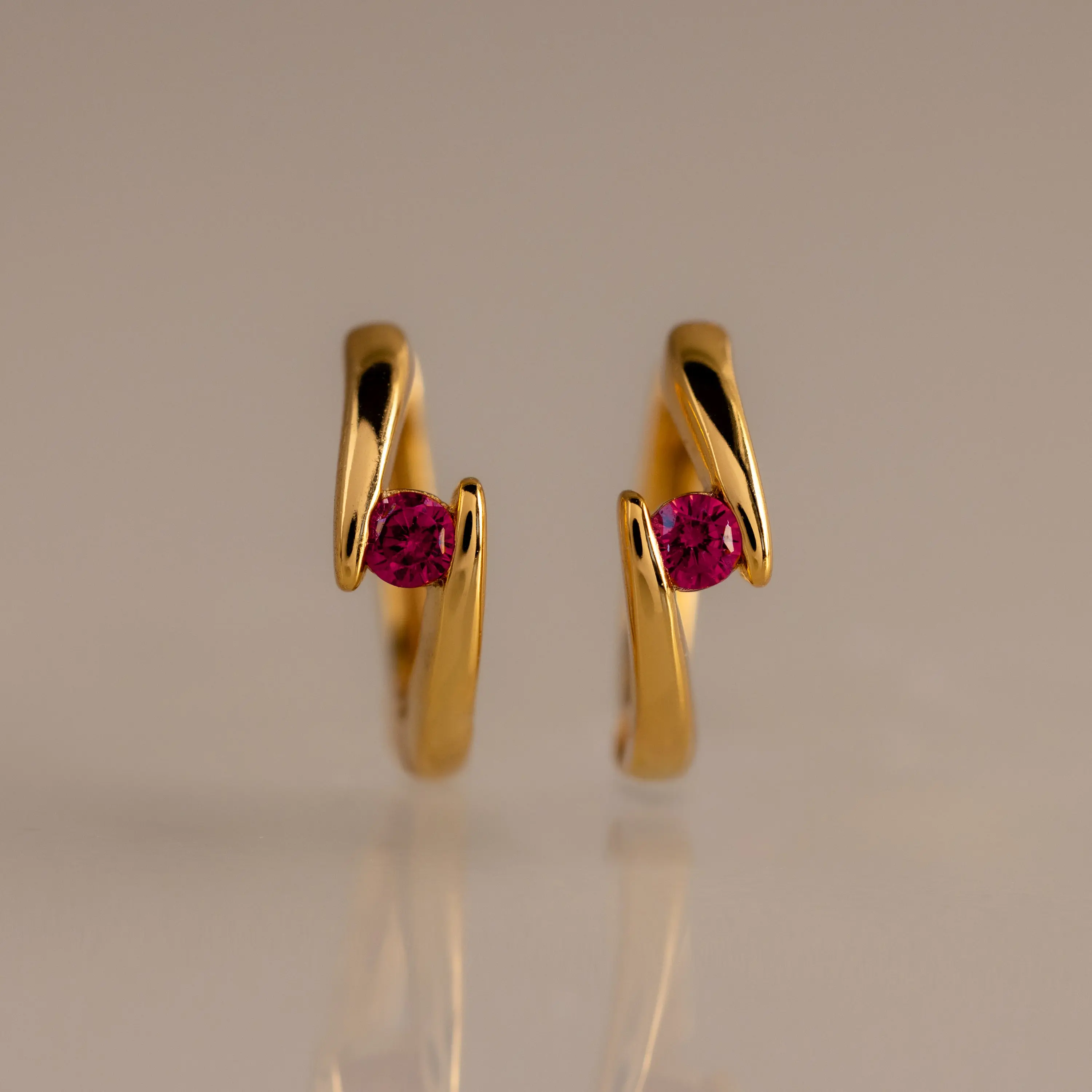 Floating Birthstone Huggies by Caitlyn Minimalist - Dainty Sculpted Gemstone Hoop Earrings in Gold - Crystal Jewelry - Best Friend Gift
