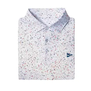 The USA Splatter Polo White – Masters Inspired Golf Polo Shirt, Breathable Short Sleeve 3D Polo for Men