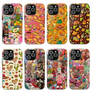 Cinco De Mayo Phone Case, Pastel Floral Patchwork DesignSuitable for iPhone 17-11 Pro Max/Plus and  Samsung Galaxy S23-25