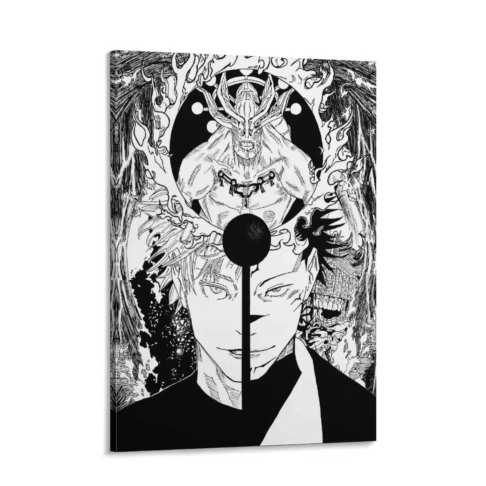 Gojo vs Sukuna  Canvas Wall Art | Dark Jujutsu Kaisen  Poster for Gaming Room,  Bedroom, Monochrome  Decor, Black and White  Artwork