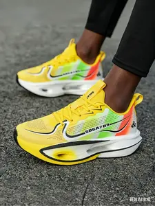Unisex Breathable Carbon Plate Sporty Running Shoes, Gradient Mesh Upper, Elastic Anti-slip Outsole, Outdoor Hiking & Urban Jogging