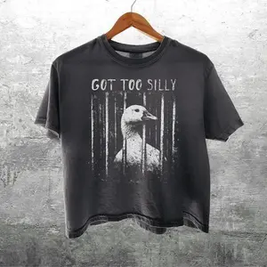 Funny Silly Goose Meme Shirt, Got Too Silly, Comfort Colors Crop Top Boxy Tee T-shirt, Womens, Unisex
