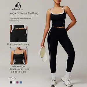 FENGBAY Women's Colorblock 2 in 1 Sports Cami Top & Leggings Tracksuit Set, Casual Sleeveless Top & Skinny Pants Two-piece Set for Yoga Gym Workout, Gym Wear tracksuits Athleisure Breathable Clothes Sporty High Stretch, Activewear Fitness