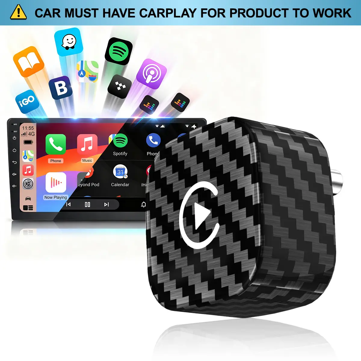 [Summervibes] Yurnlv's new 2026 mini wireless CarPlay adapter for iPhone/Android is a 2-in-1 device that supports Apple CarPlay and Android Auto. It converts wired connections to wireless, stable, and includes a hands-free kit (carbon fiber).