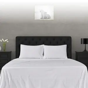 Orbby White Jersey Knit Bed Sheet Set 3PC – Soft Polyester Blend Bedding, Stretchy Deep Pocket Fitted Sheets, Minimalist Dorm Essential