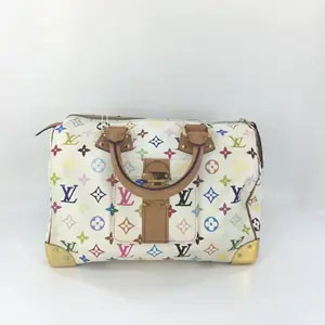 Pre-owned Louis Vuitton leather Tote Bags Monogram Multicolor Speedy 30 White BF0085